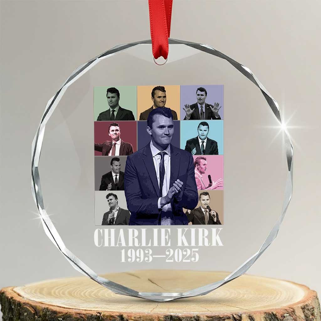Legacy of Charlie Kirk Crystal Glass Ornament 1993 2025 Memorial Pop Art Tribute Graphic TS02