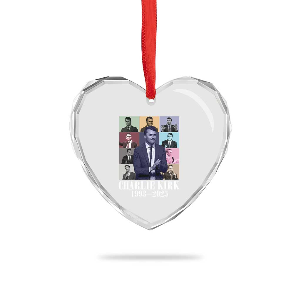 Legacy of Charlie Kirk Heart Crystal Glass Ornament 1993 2025 Memorial Pop Art Tribute Graphic - Wonder Print Shop