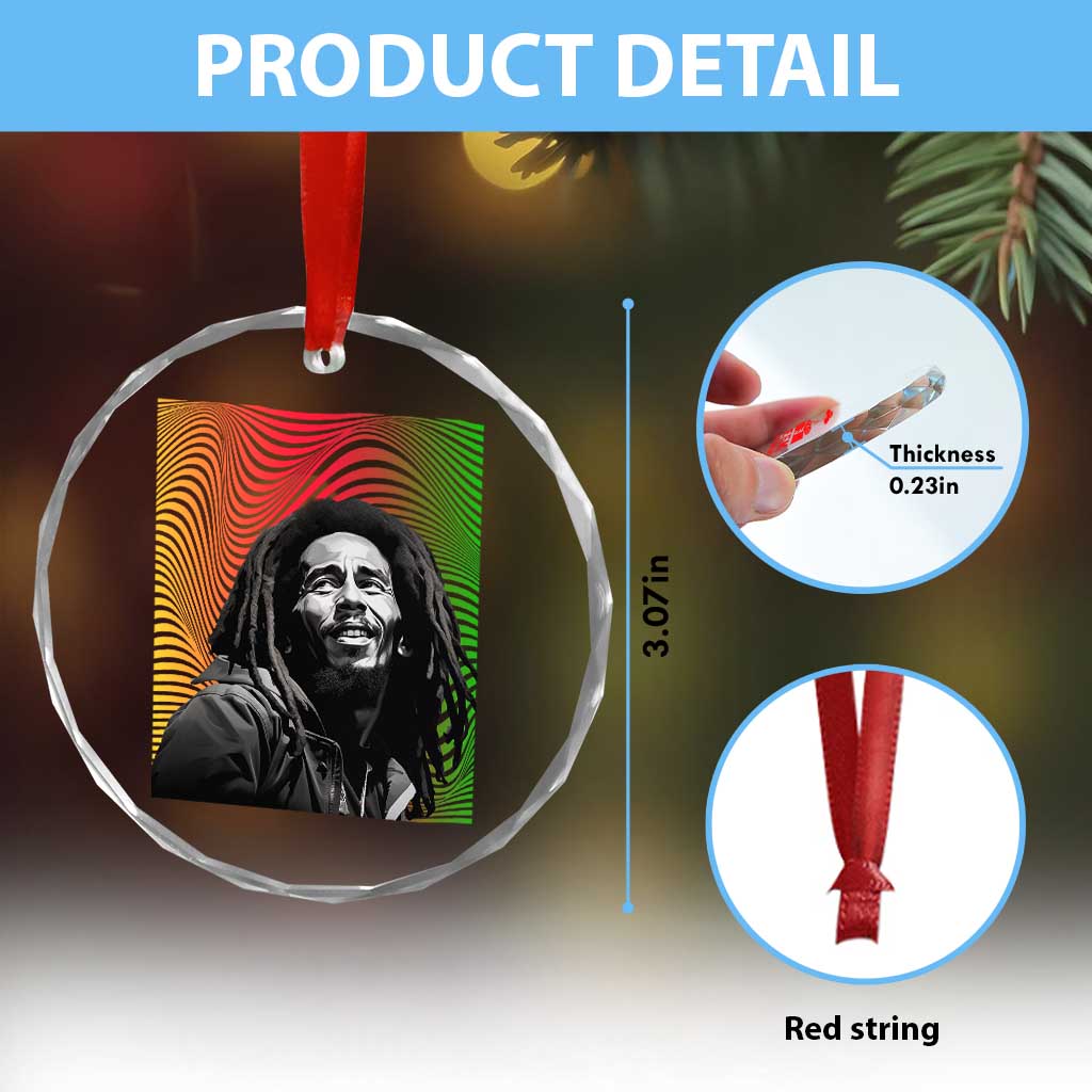 Legend Bob Crystal Glass Ornament One Love The Reggae Vintage Graphic - Wonder Print Shop