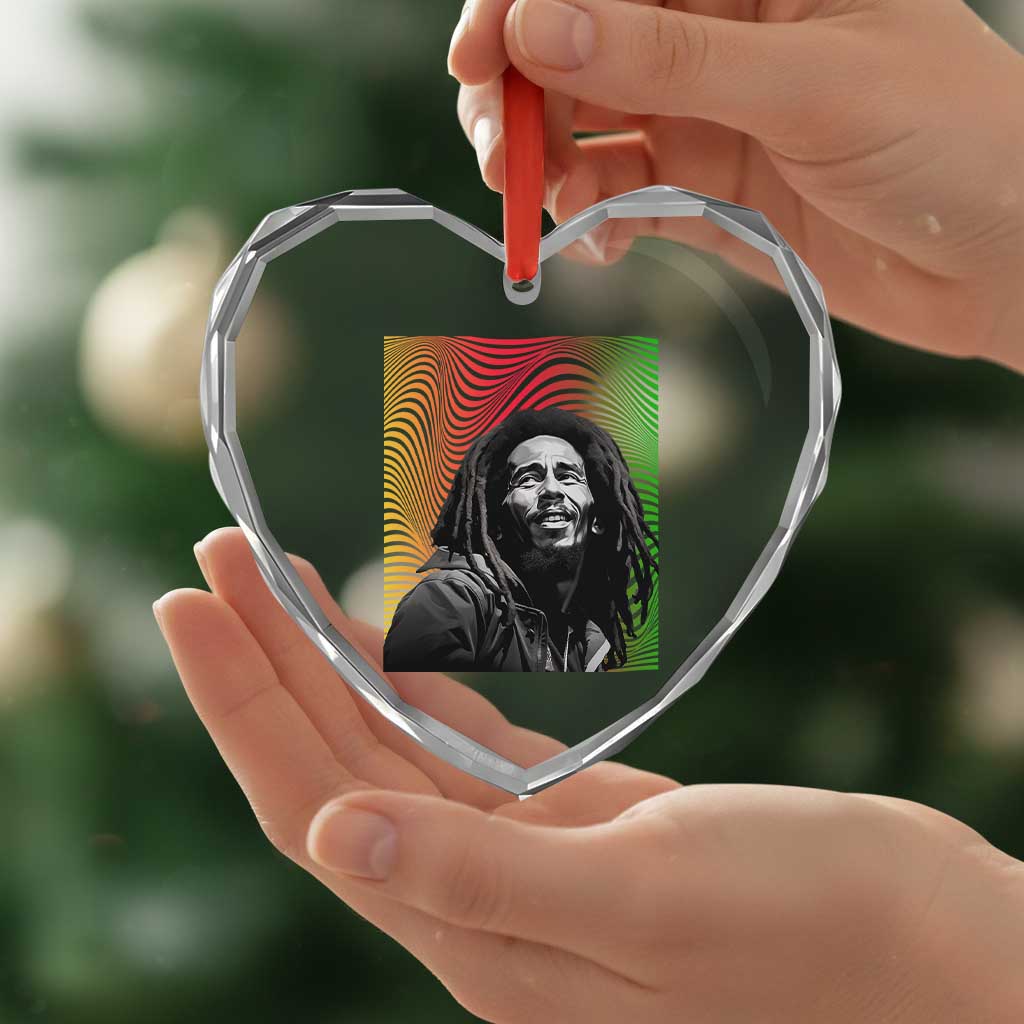 Legend Bob Heart Crystal Glass Ornament One Love The Reggae Vintage Graphic - Wonder Print Shop