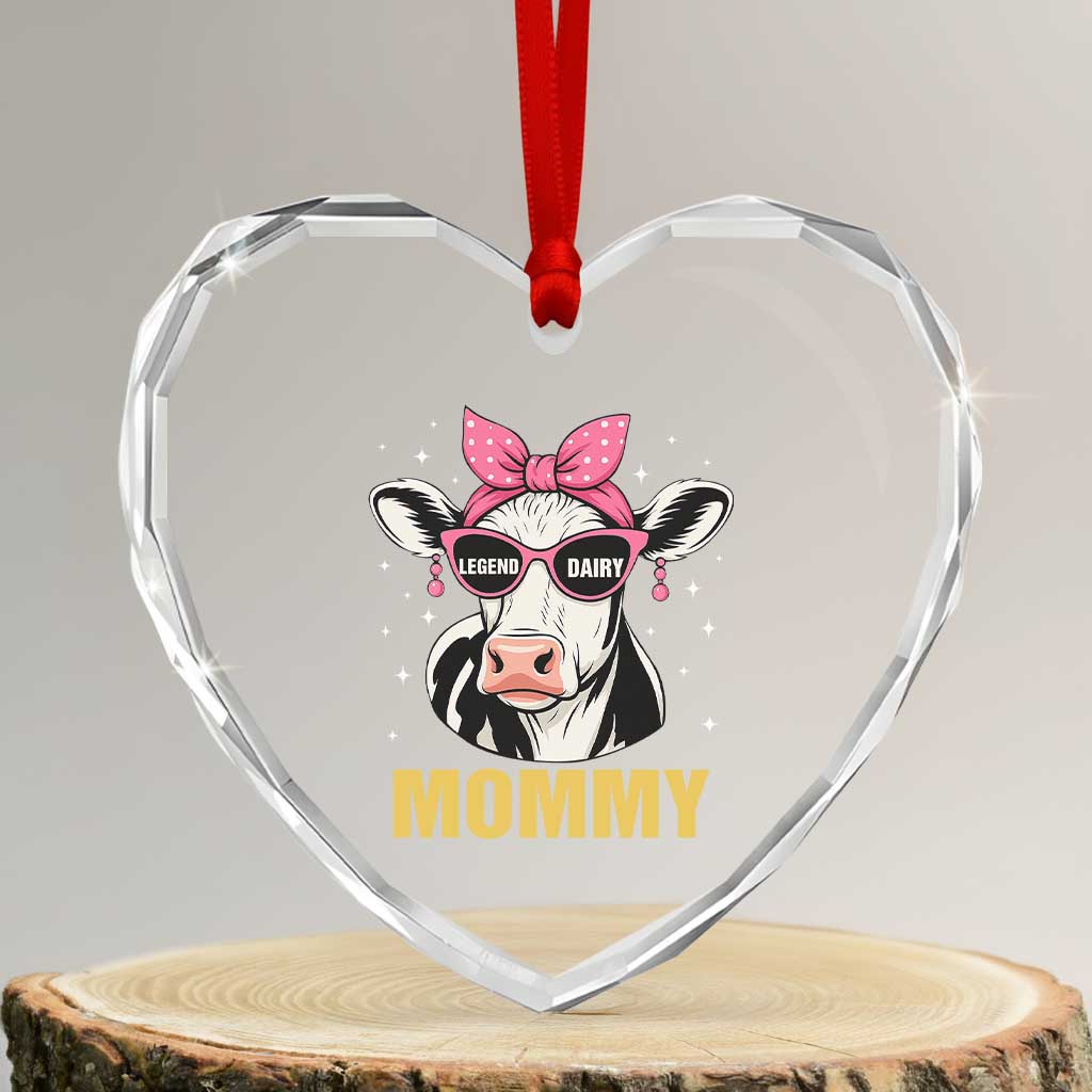 Legend Dairy Mommy Heart Crystal Glass Ornament Funny Farmer Milk Joke Cow Mothers Day - Wonder Print Shop