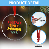 Legend Since January 1976 Crystal Glass Ornament Vintage Retro 50th Birthday Gifts 50 Years Old