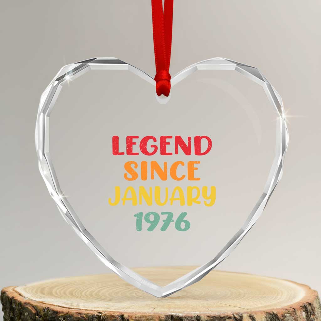 Legend Since January 1976 Heart Crystal Glass Ornament Vintage Retro 50th Birthday Gifts 50 Years Old