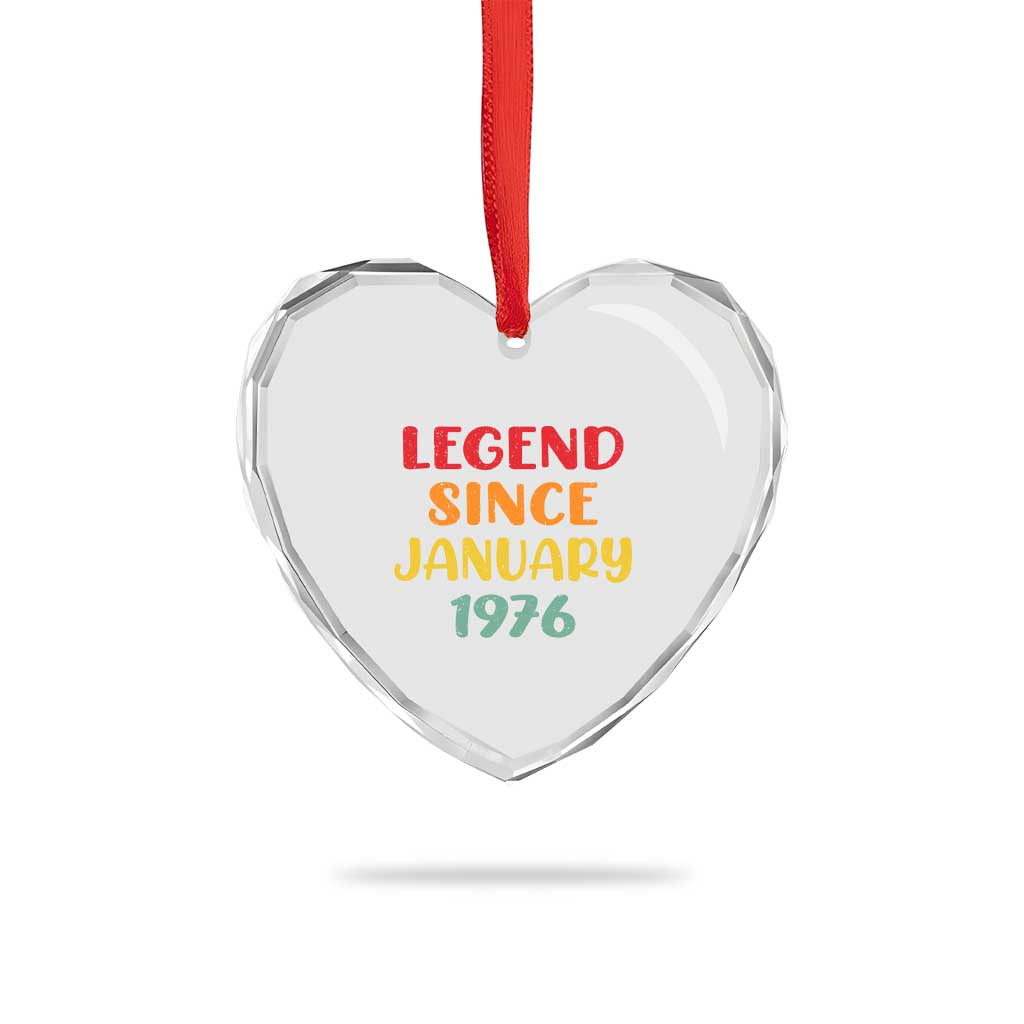 Legend Since January 1976 Heart Crystal Glass Ornament Vintage Retro 50th Birthday Gifts 50 Years Old