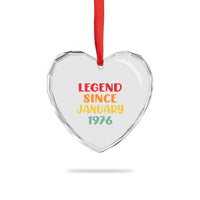 Legend Since January 1976 Heart Crystal Glass Ornament Vintage Retro 50th Birthday Gifts 50 Years Old
