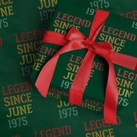 Legend Since June 1975 Wrapping Paper Roll Vintage Retro 50th Birthday Gifts - Wonder Print Shop