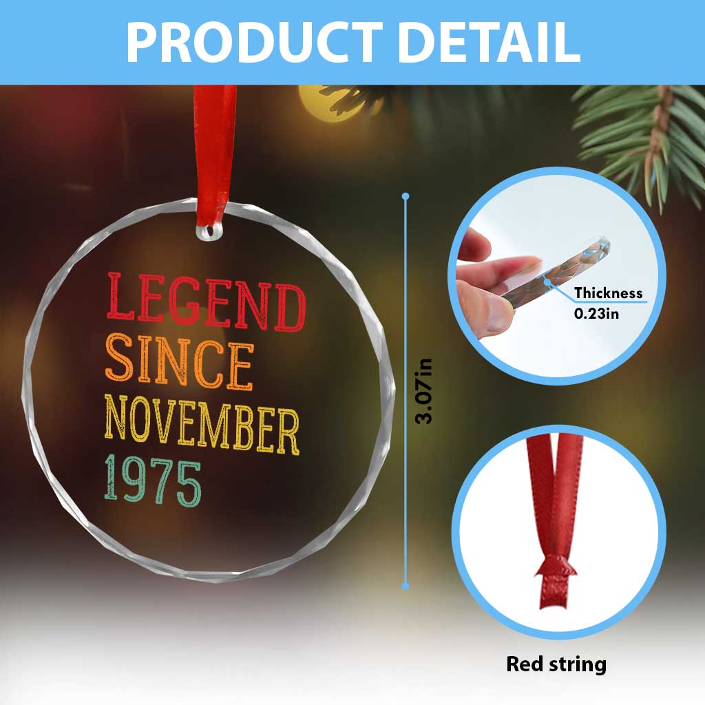 Legend Since November 1975 Crystal Glass Ornament Vintage Retro 50th Birthday Gifts TS10
