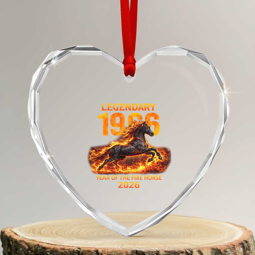 Legendary 1966 Year of the Fire Horse Heart Crystal Glass Ornament Fiery 2026 Zodiac Birthday Gift - Wonder Print Shop