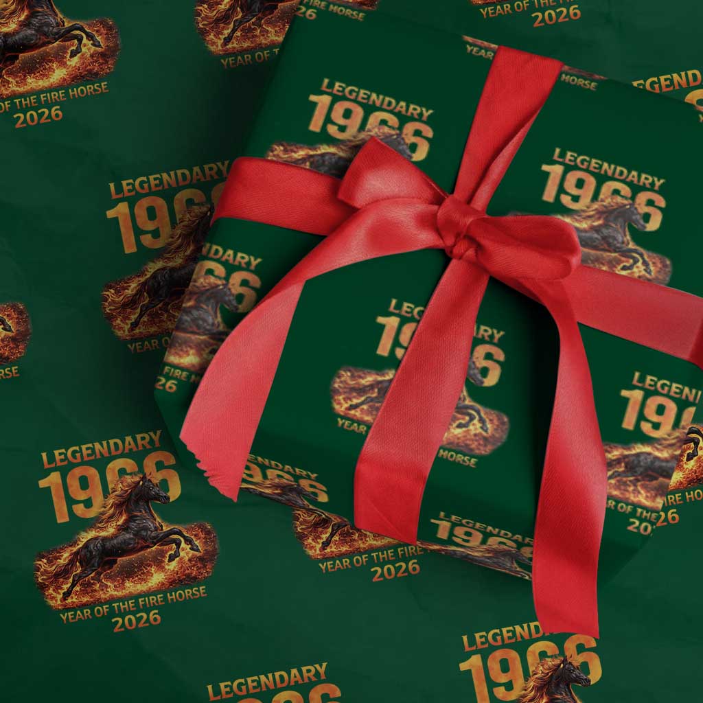 Legendary 1966 Year of the Fire Horse Wrapping Paper Roll Fiery 2026 Zodiac Birthday Gift - Wonder Print Shop