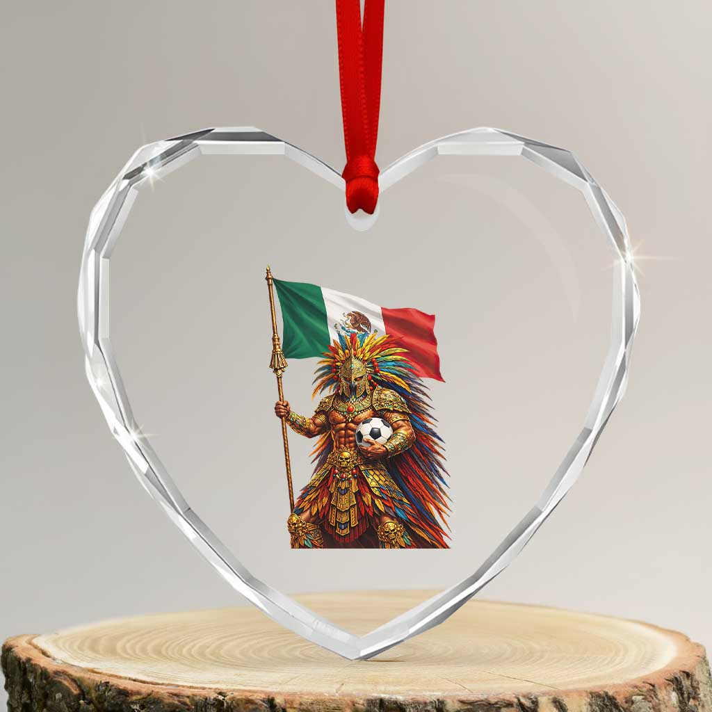Legendary Mexican Soccer Warrior Pride Heart Crystal Glass Ornament