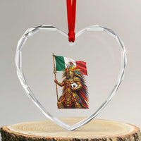 Legendary Mexican Soccer Warrior Pride Heart Crystal Glass Ornament