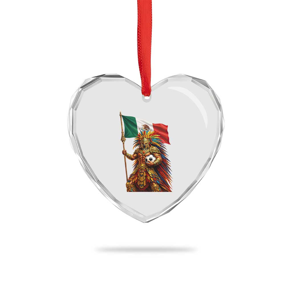 Legendary Mexican Soccer Warrior Pride Heart Crystal Glass Ornament