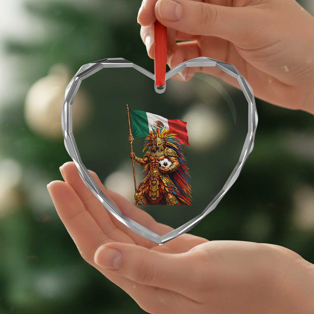 Legendary Mexican Soccer Warrior Pride Heart Crystal Glass Ornament