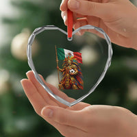 Legendary Mexican Soccer Warrior Pride Heart Crystal Glass Ornament