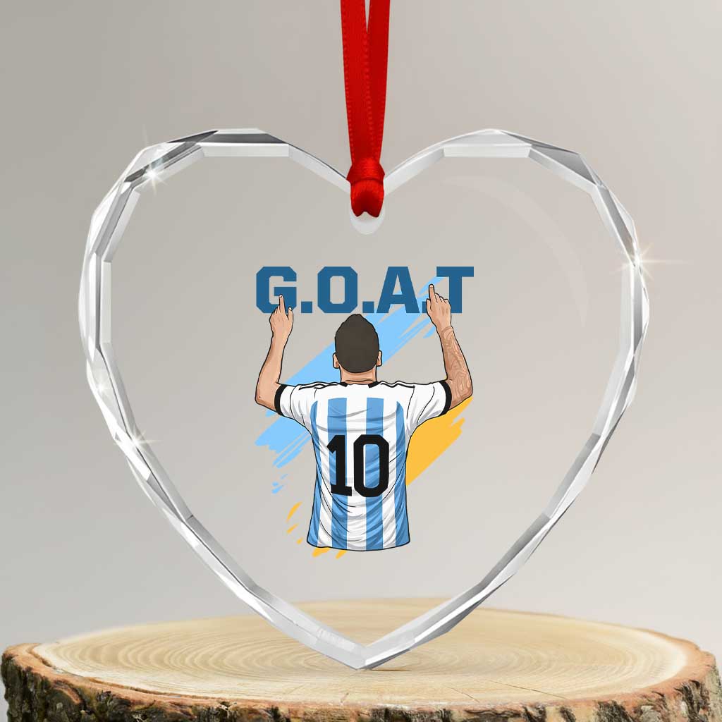 Legendary Number 10 Heart Crystal Glass Ornament Goat Of Soccer Gift For Fans