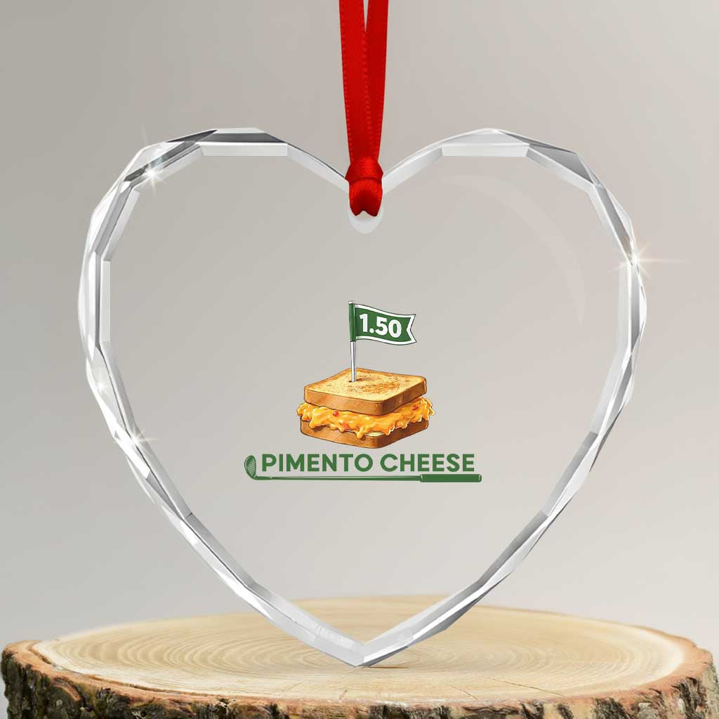 Legendary Pimento Cheese Sandwich Golf Snack Heart Crystal Glass Ornament Funny Georgia Southern Golfing Traditions Fan Humor