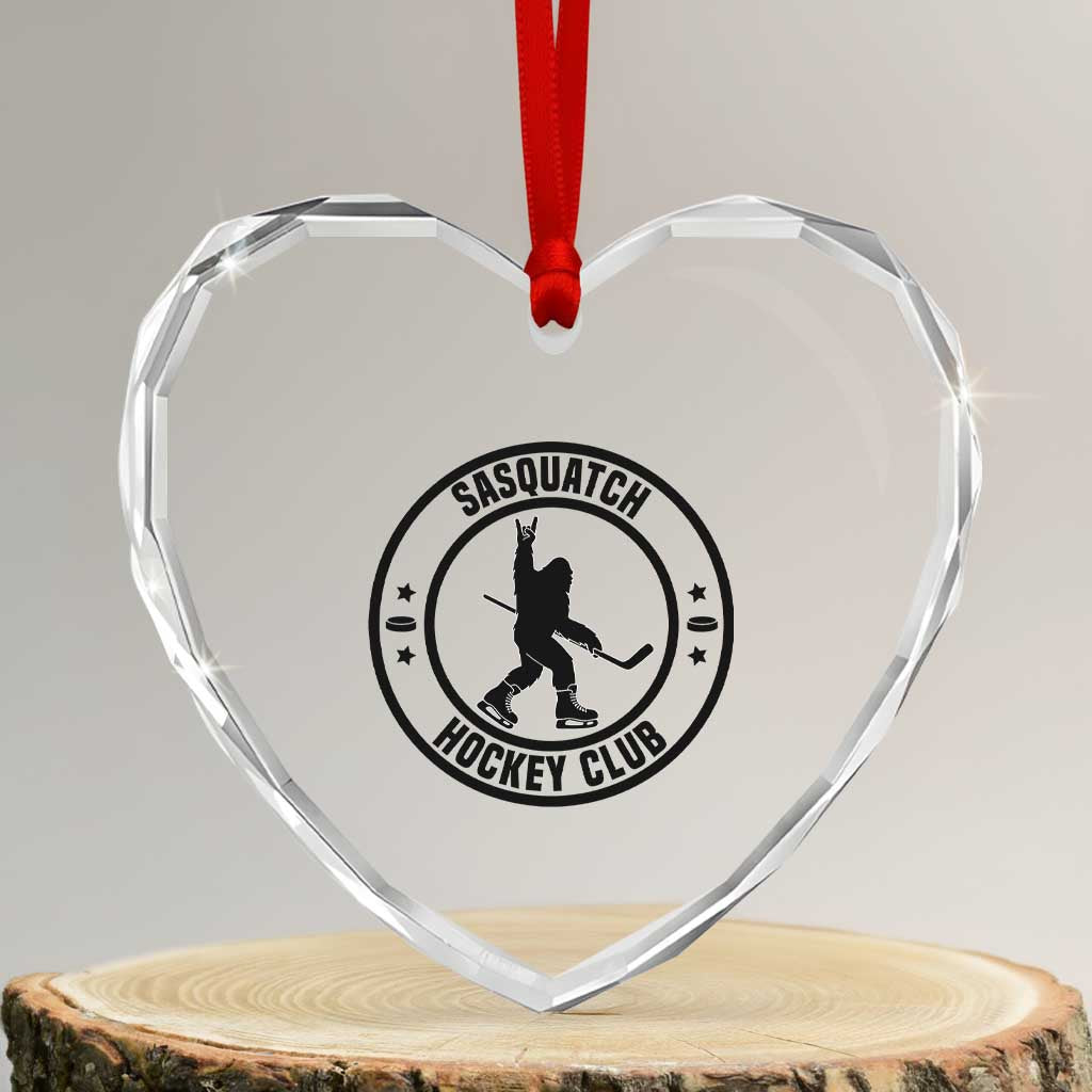 Legendary Sasquatch Hockey Club Heart Crystal Glass Ornament Funny Ice Hockey Gift - Wonder Print Shop