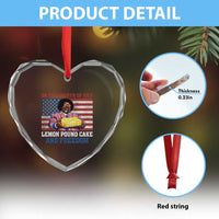 Lemon Pound Cake And Freedom Heart Crystal Glass Ornament 4th of July Hip Hop Edgy Humor Rap Fan