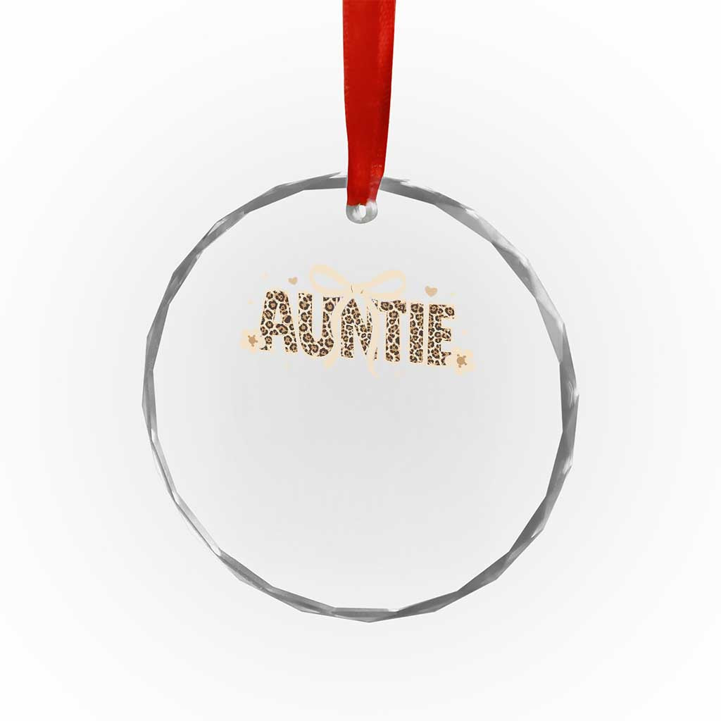 Leopard Auntie Crystal Glass Ornament Coquette Bow Cute Gift For Aunt