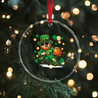 Leprechaun Basketball St Patricks Day Sport Lover Crystal Glass Ornament