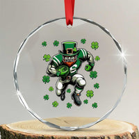 Leprechaun Football Dabbing Pose Crystal Glass Ornament Lucky Irish Gift