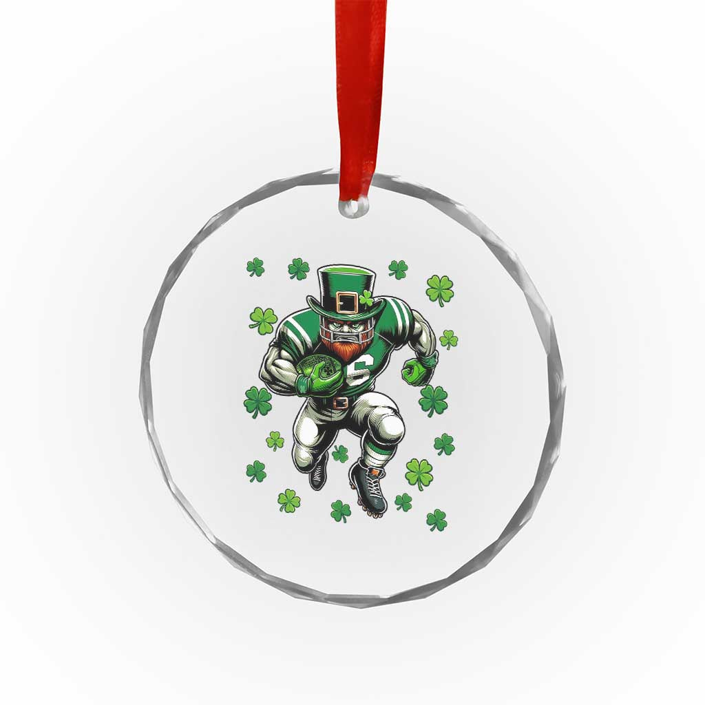 Leprechaun Football Dabbing Pose Crystal Glass Ornament Lucky Irish Gift