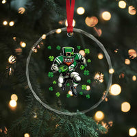 Leprechaun Football Dabbing Pose Crystal Glass Ornament Lucky Irish Gift