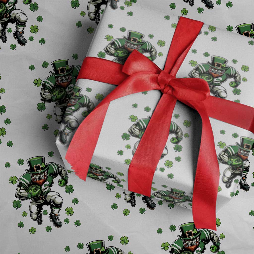 Leprechaun Football Dabbing Pose Wrapping Paper Roll Lucky Irish Gift