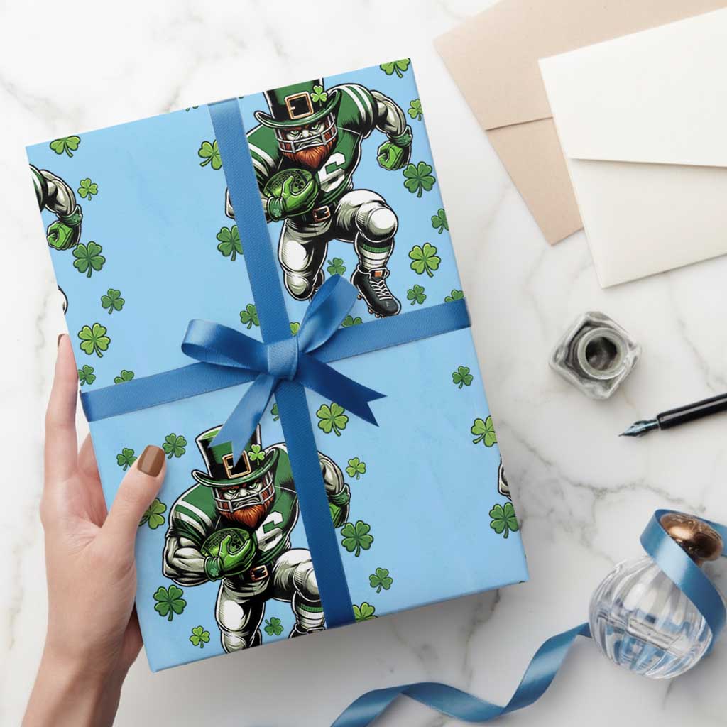 Leprechaun Football Dabbing Pose Wrapping Paper Roll Lucky Irish Gift