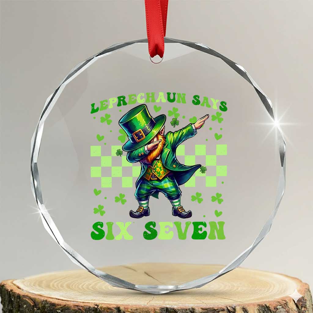 Leprechaun Six Seven Meme Crystal Glass Ornament Funny St Patricks Day Gift