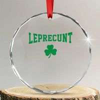 Leprecunt Bold Shamrock Graphic Crystal Glass Ornament Funny Irish St Patricks Day Party Adult Humor