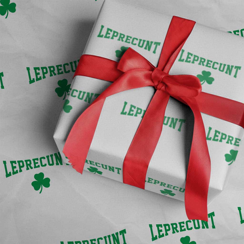 Leprecunt Bold Shamrock Graphic Wrapping Paper Roll Funny Irish St Patricks Day Party Adult Humor