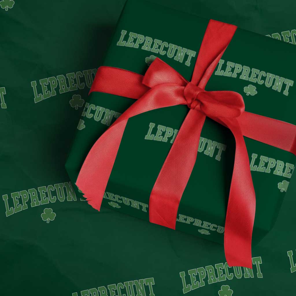 Leprecunt Shamrock Wrapping Paper Roll St Patricks Day Funny Irish Adult Humor