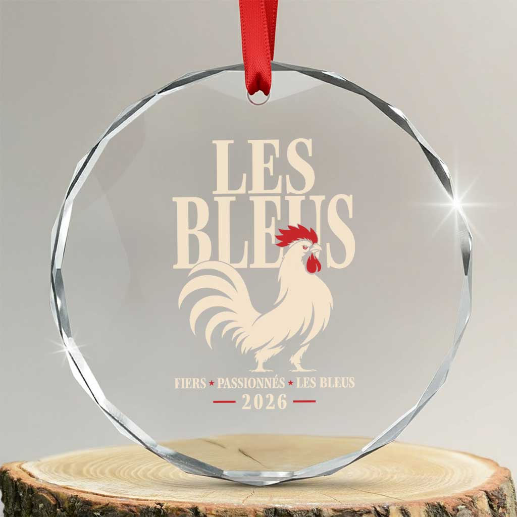 Les Bleus France Soccer Retro Rooster Graphic Crystal Glass Ornament Proud Passionate French Pride Vintage Football Fans Gear
