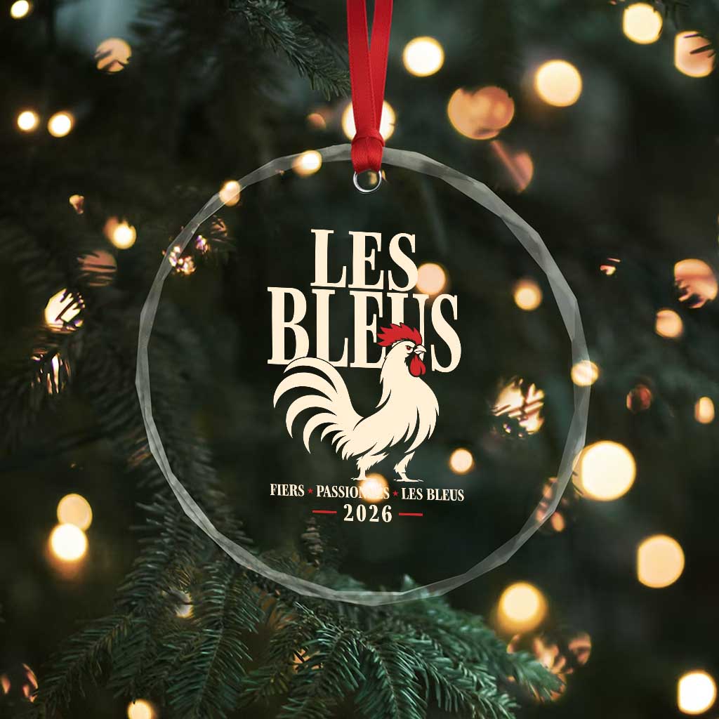 Les Bleus France Soccer Retro Rooster Graphic Crystal Glass Ornament Proud Passionate French Pride Vintage Football Fans Gear