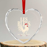 Les Bleus France Soccer Retro Rooster Graphic Heart Crystal Glass Ornament Proud Passionate French Pride Vintage Football Fans Gear