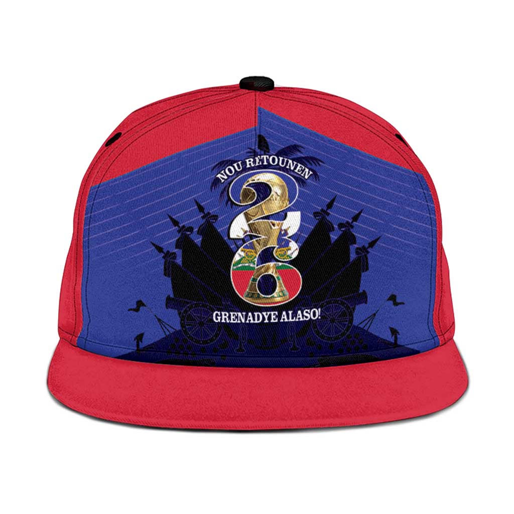 Les Grenadiers Haiti Football Snapback Cap 2026 Nou Retounen Blue Version - Wonder Print Shop
