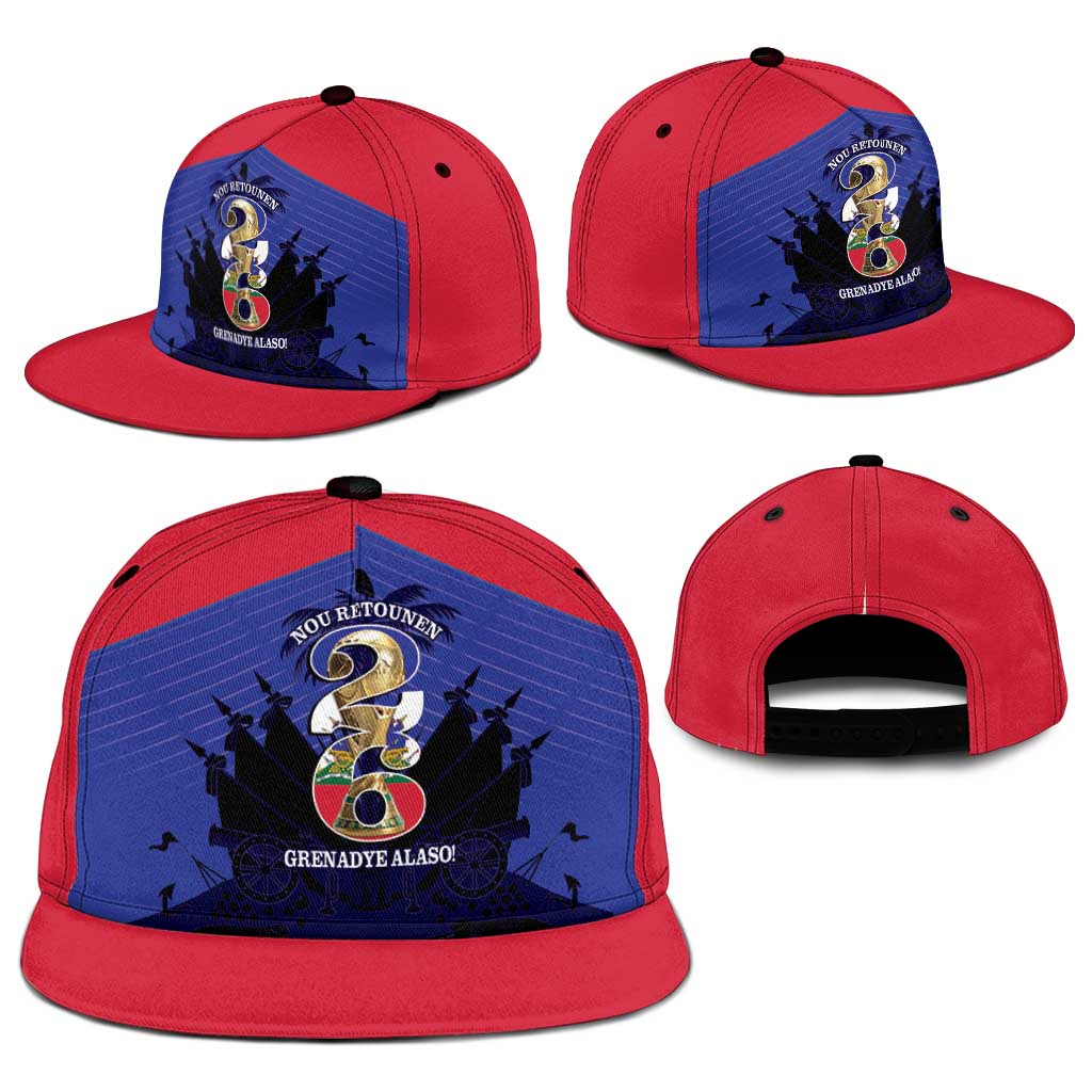 Les Grenadiers Haiti Football Snapback Cap 2026 Nou Retounen Blue Version - Wonder Print Shop