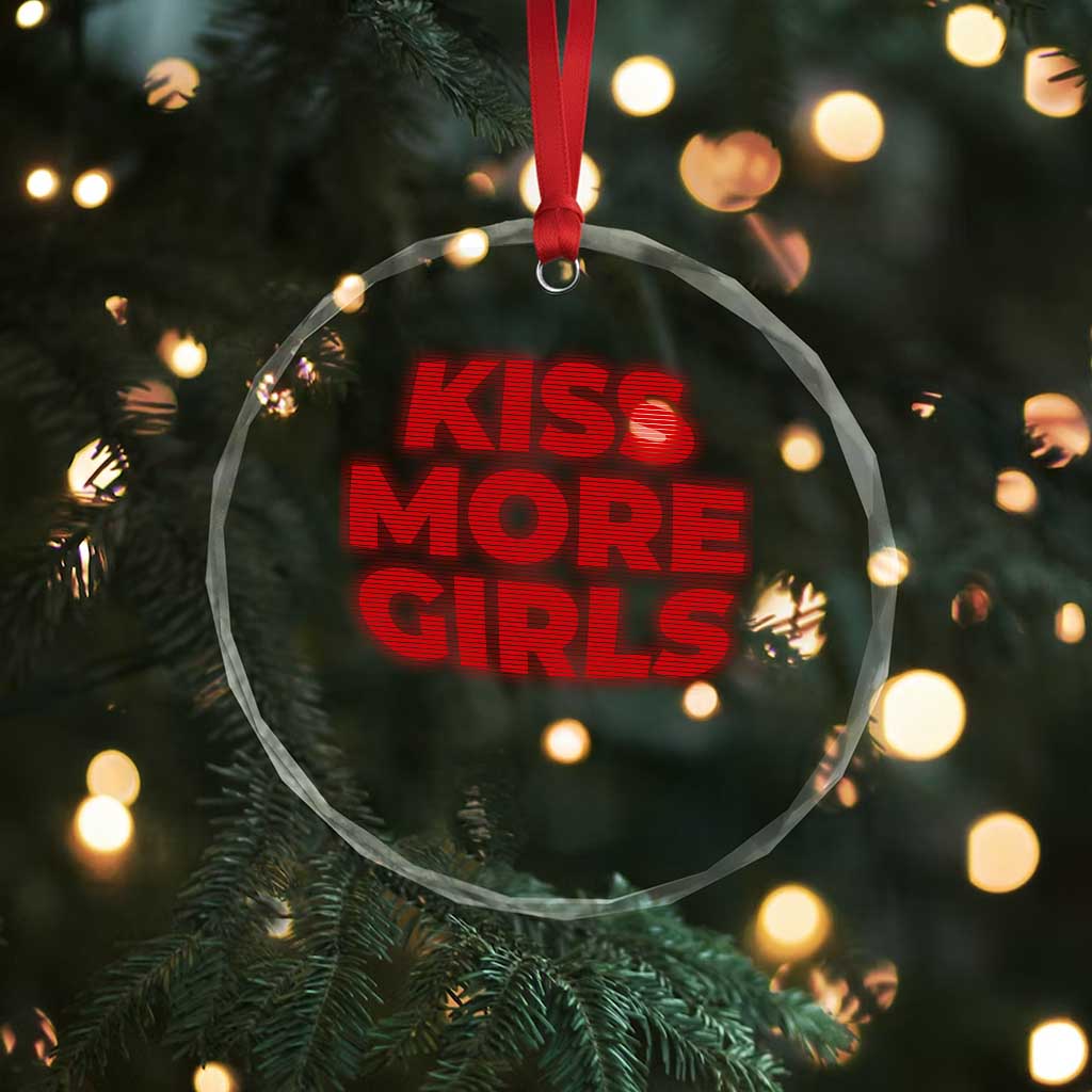 Lesbian Crystal Glass Ornament Kiss More Girls Funny Pride Month - Wonder Print Shop