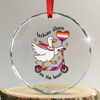 Lesbian Goose On The Loose Crystal Glass Ornament Funny LGBTQ Animal Pride Gift