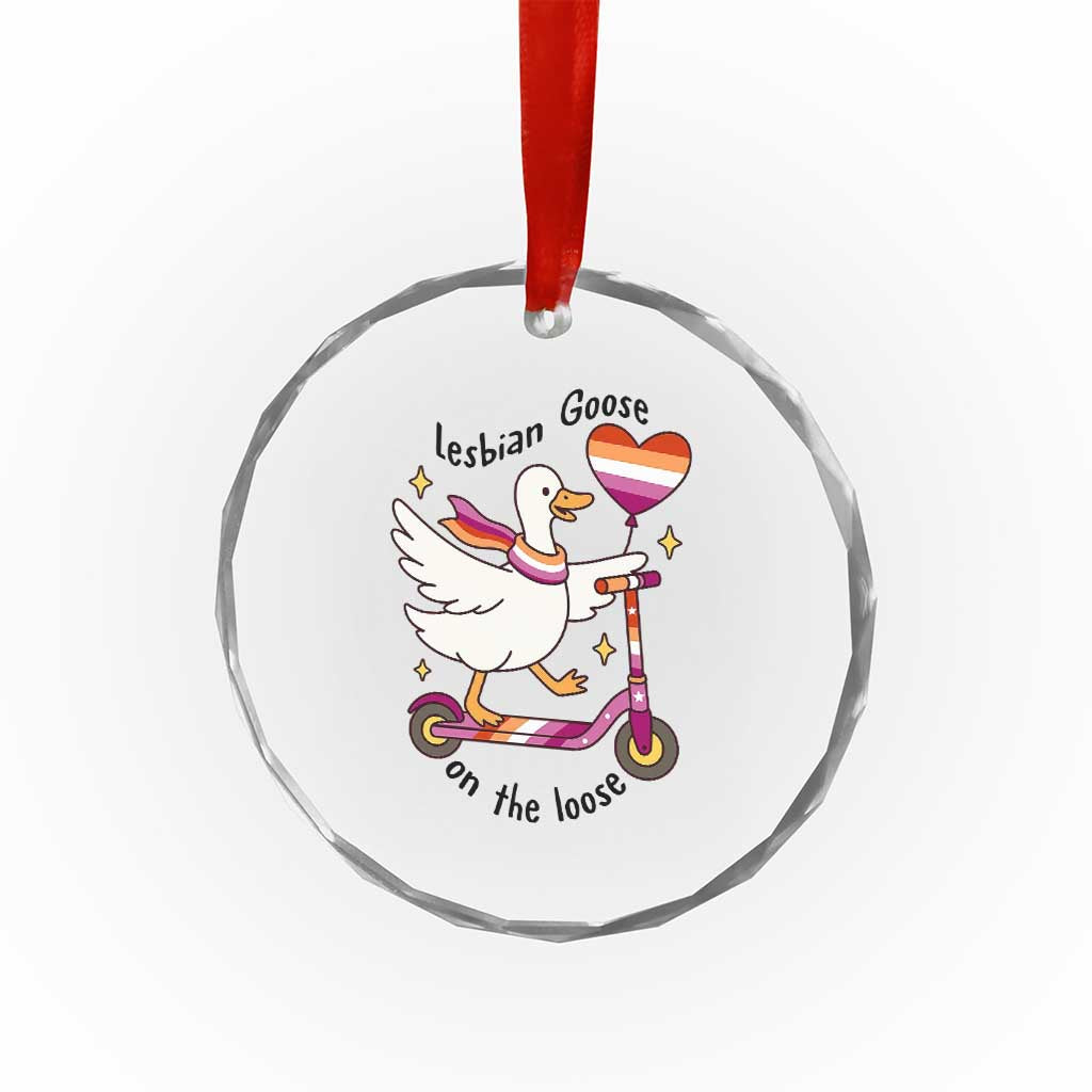 Lesbian Goose On The Loose Crystal Glass Ornament Funny LGBTQ Animal Pride Gift
