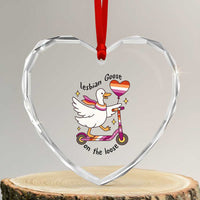 Lesbian Goose On The Loose Heart Crystal Glass Ornament Funny LGBTQ Animal Pride Gift