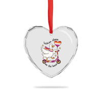 Lesbian Goose On The Loose Heart Crystal Glass Ornament Funny LGBTQ Animal Pride Gift