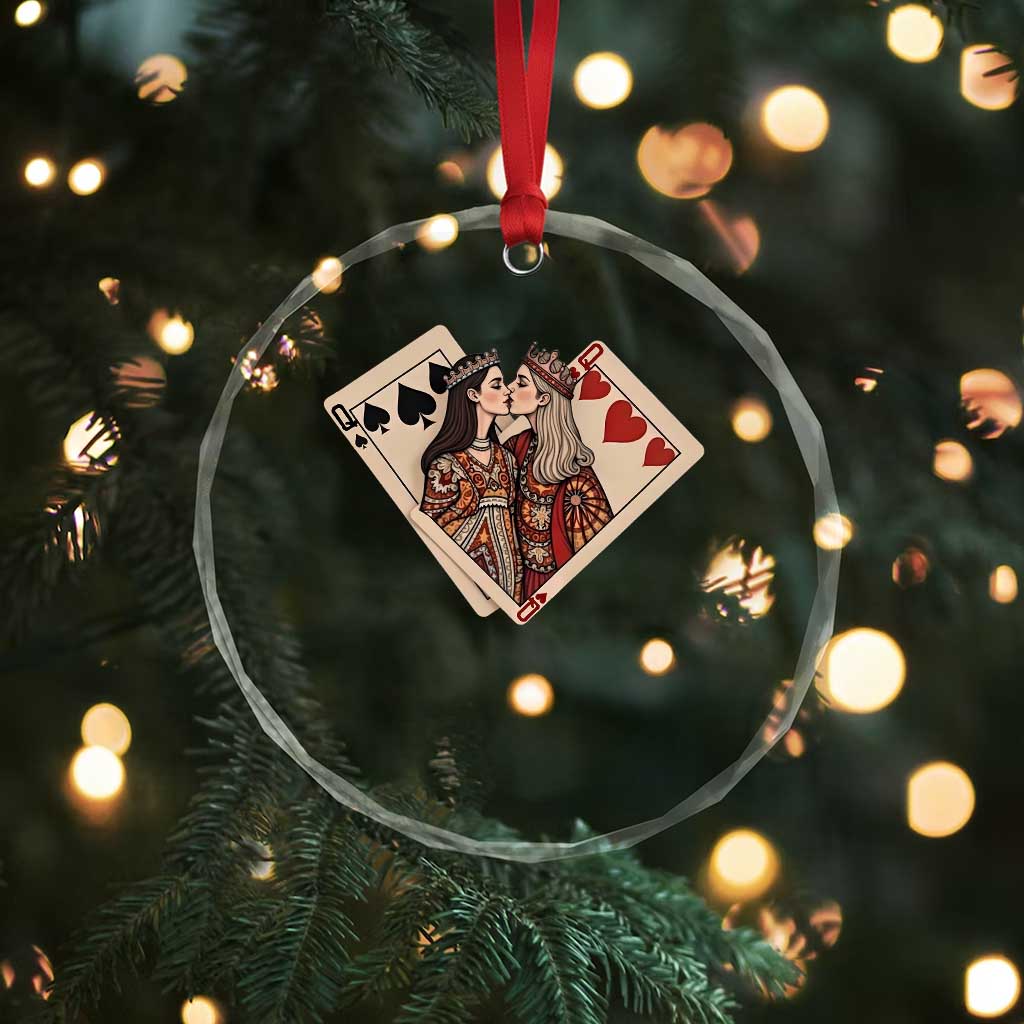 Lesbian Pride Crystal Glass Ornament Vintage Kissing Cards Sapphic Art - Wonder Print Shop