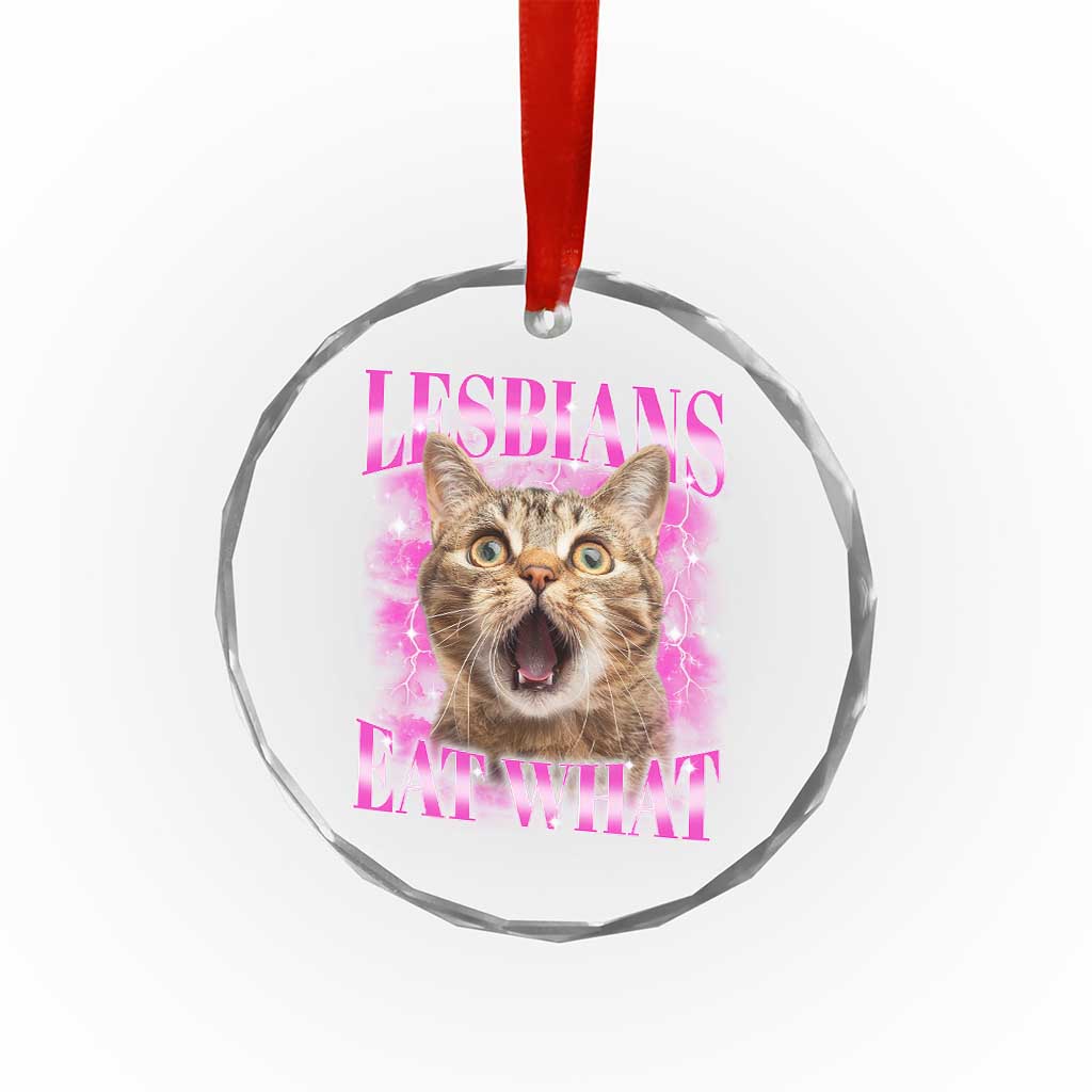 Lesbians Eat What Crystal Glass Ornament Funny Cat Gay Pride LGBTQ Pun - Wonder Print Shop