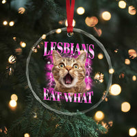 Lesbians Eat What Crystal Glass Ornament Funny Cat Gay Pride LGBTQ Pun - Wonder Print Shop