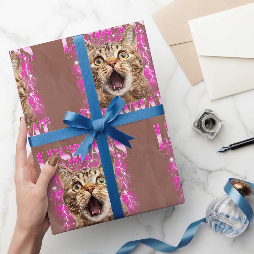Lesbians Eat What Wrapping Paper Roll Funny Cat Gay Pride LGBTQ Pun - Wonder Print Shop