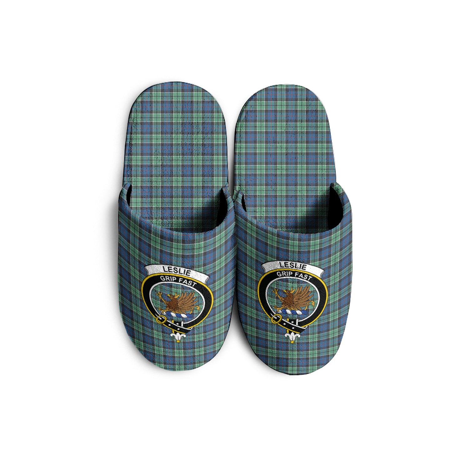 leslie-hunting-ancient-tartan-crest-slippers-famiy-crest-plaid-slippers