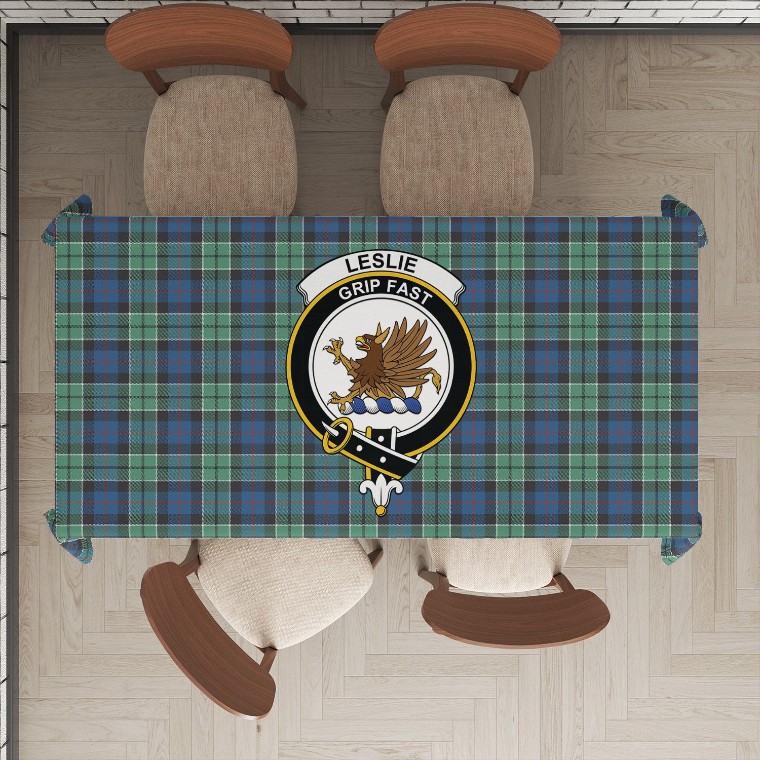 leslie-hunting-ancient-family-crest-tartan-tablecloth