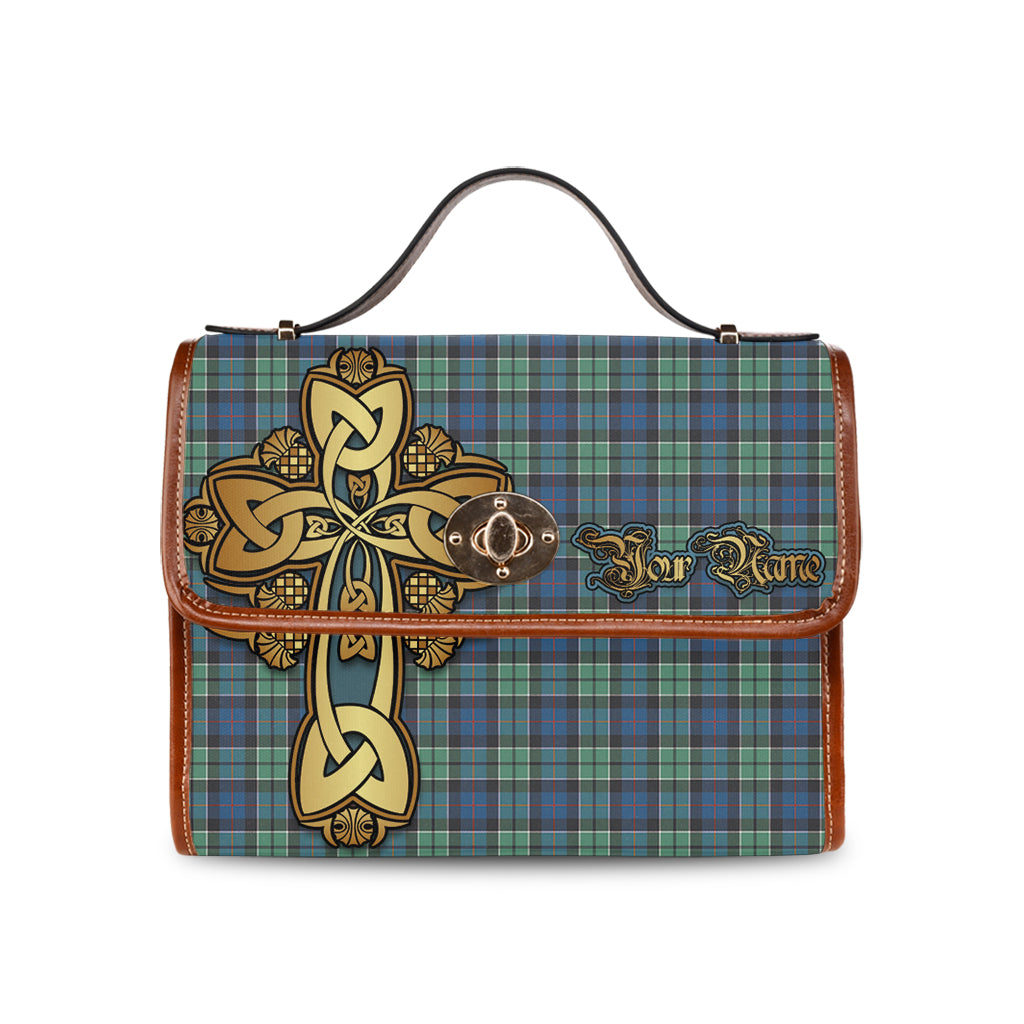 leslie-hunting-ancient-tartan-canvas-bag-personalize-your-name-with-golden-thistle-and-celtic-cross-canvas-bag